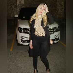 Nude Bodysuit with Rhinestones Size Small